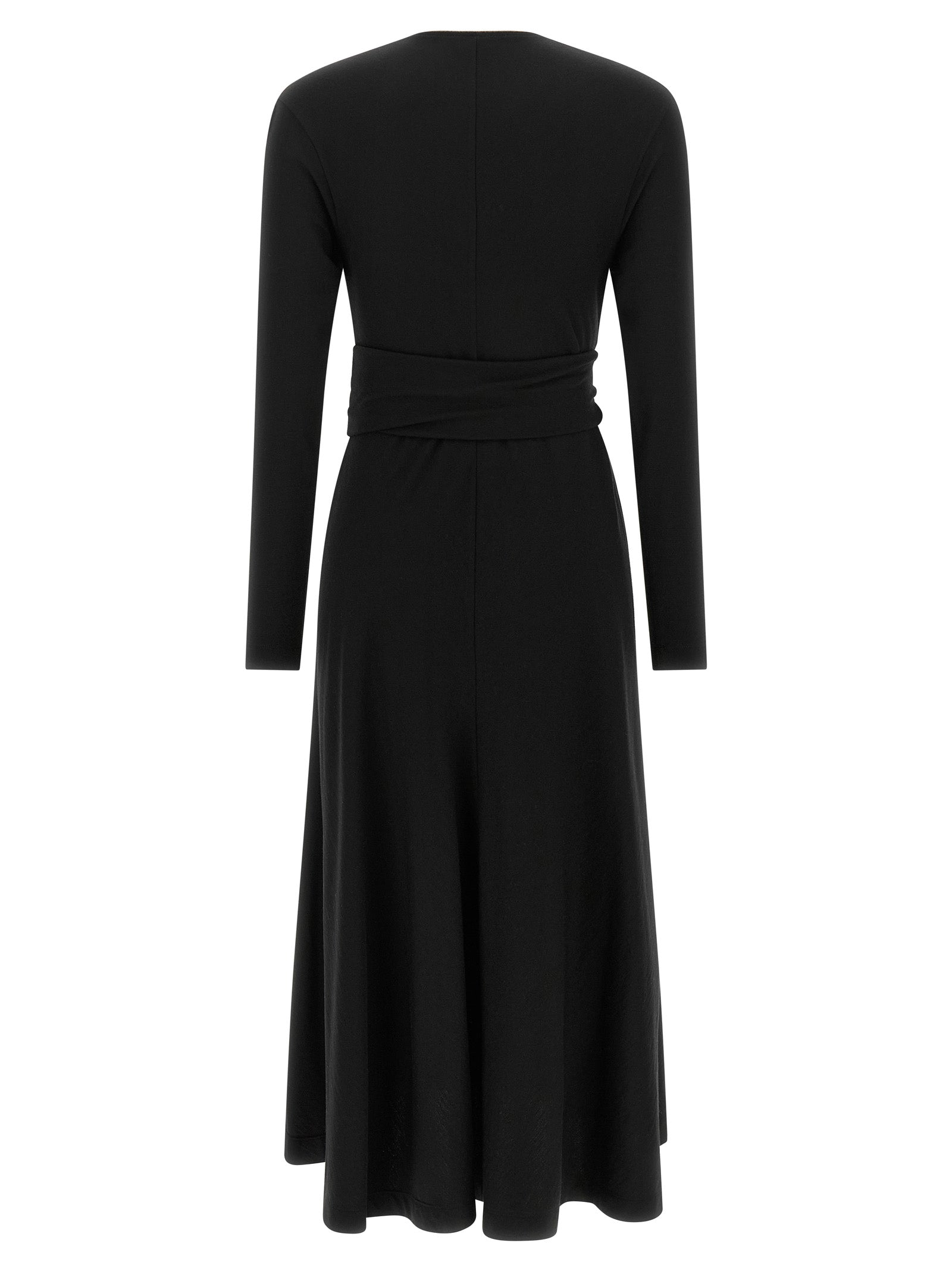 Brunello Cucinelli Black Virgin Wool Midi Women's Dress