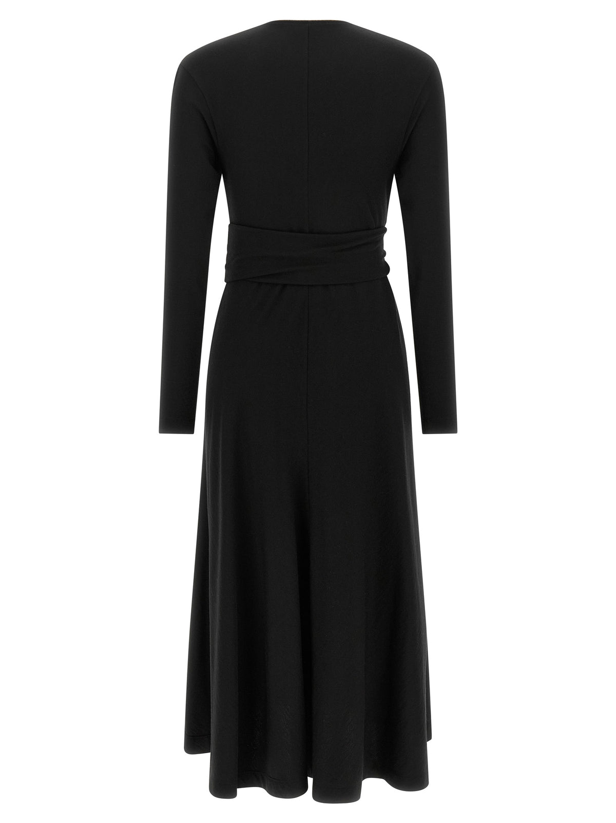 Brunello Cucinelli Black Virgin Wool Midi Women's Dress