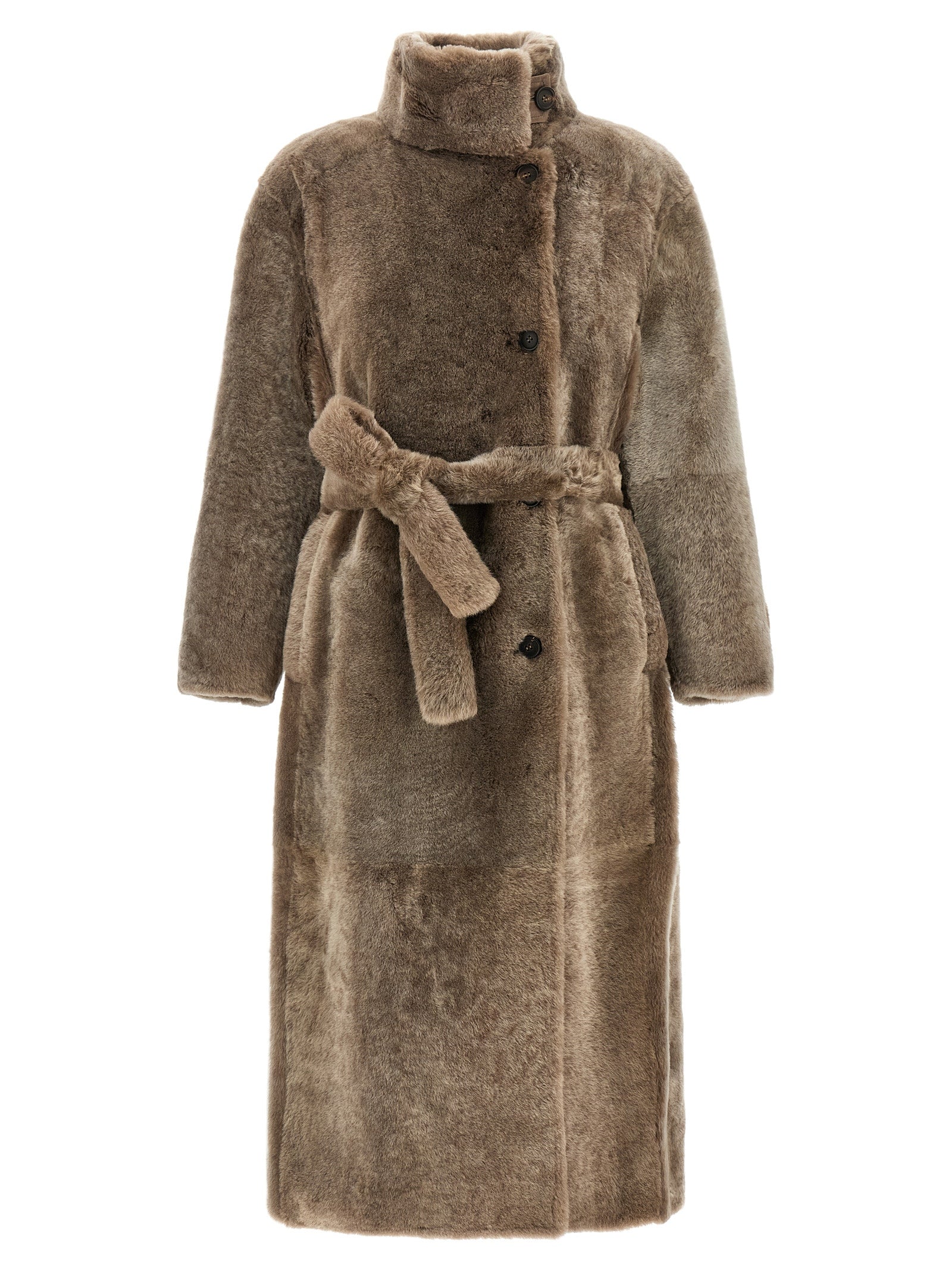 Brunello Cucinelli Brown Lamb Leather Women's Coat