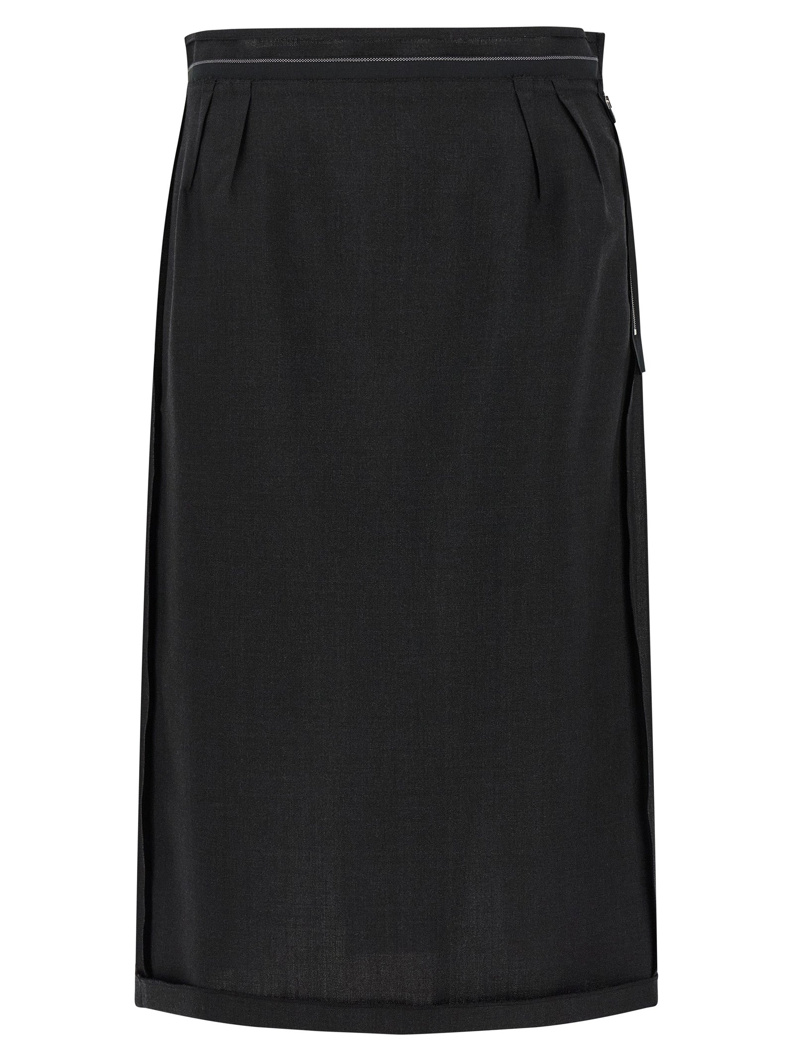 Maison Margiela Black Virgin Wool Midi Women's Skirt