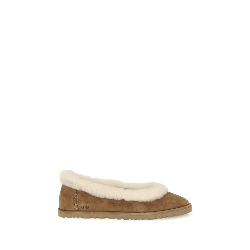 UGG Beige Suede Leather Ballet Women's Flats