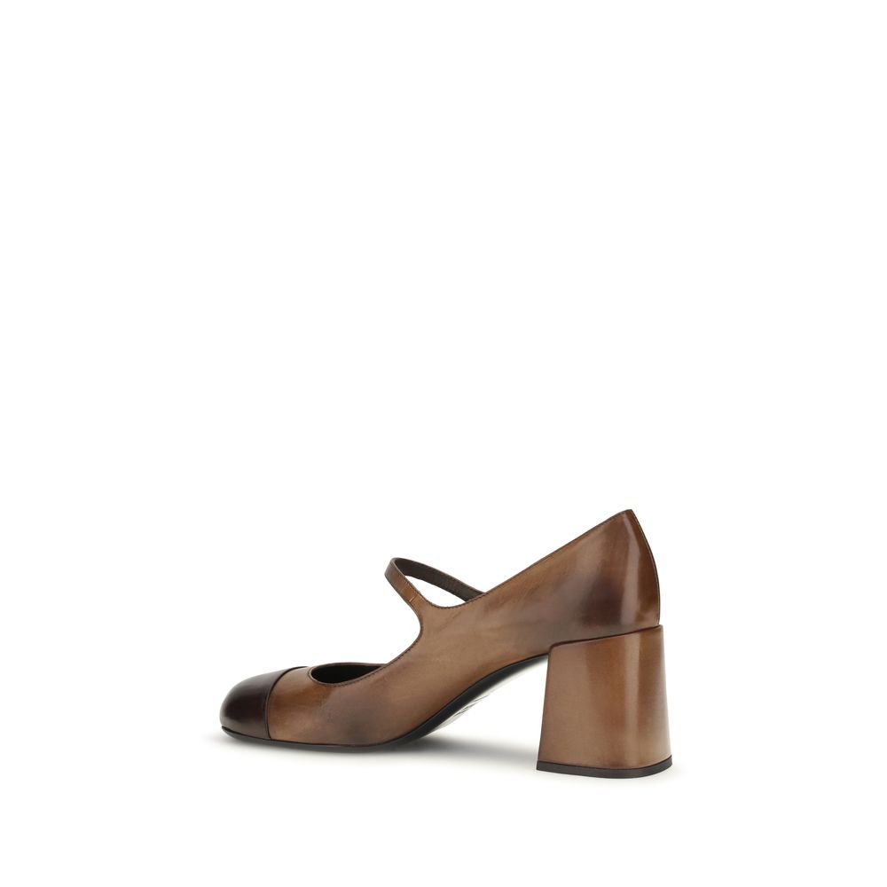 Miu Miu Brown Calf Leather Bos Taurus Ballet Women's Flats
