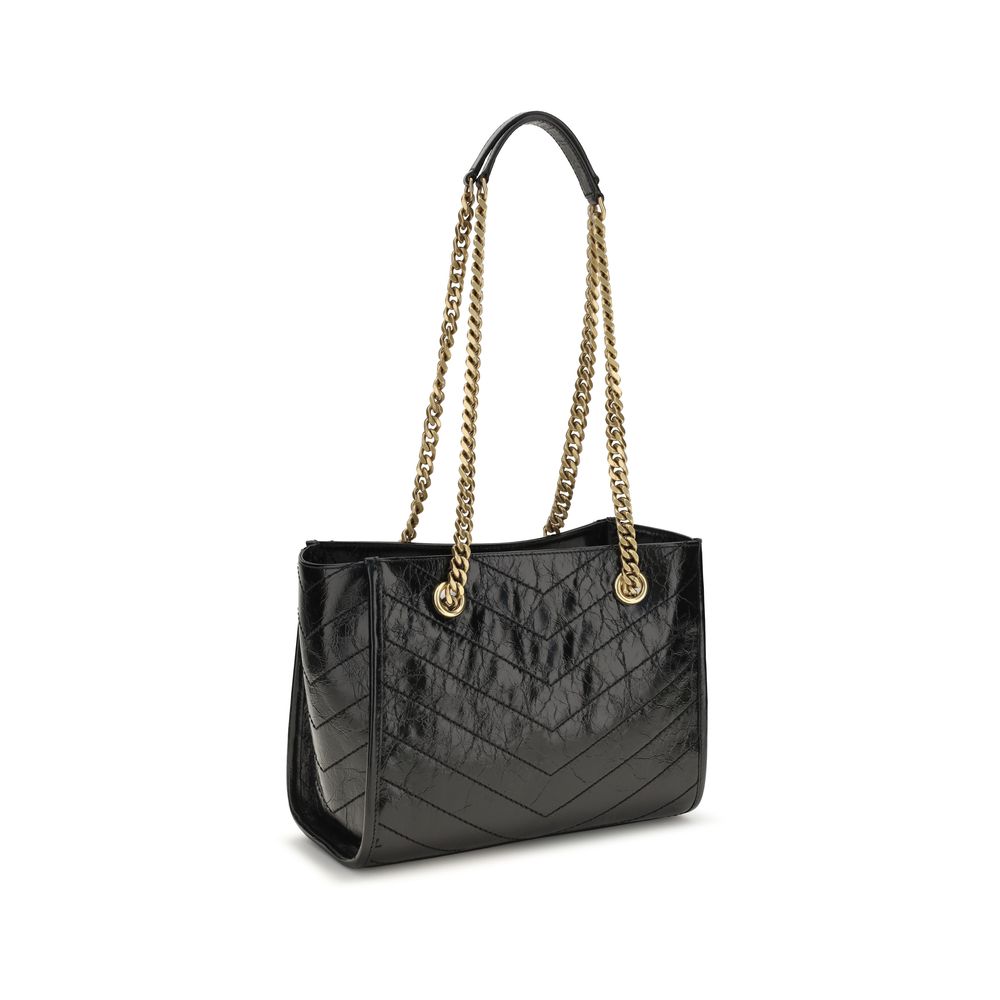 Saint Laurent Black Calf Leather Bos Taurus Shoulder Women's Bag