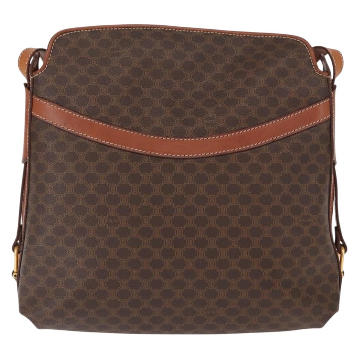Celine Vintage Macadam Canvas And Leather Brown Canvas Shoulder Bag Bag (Pre-Owned)