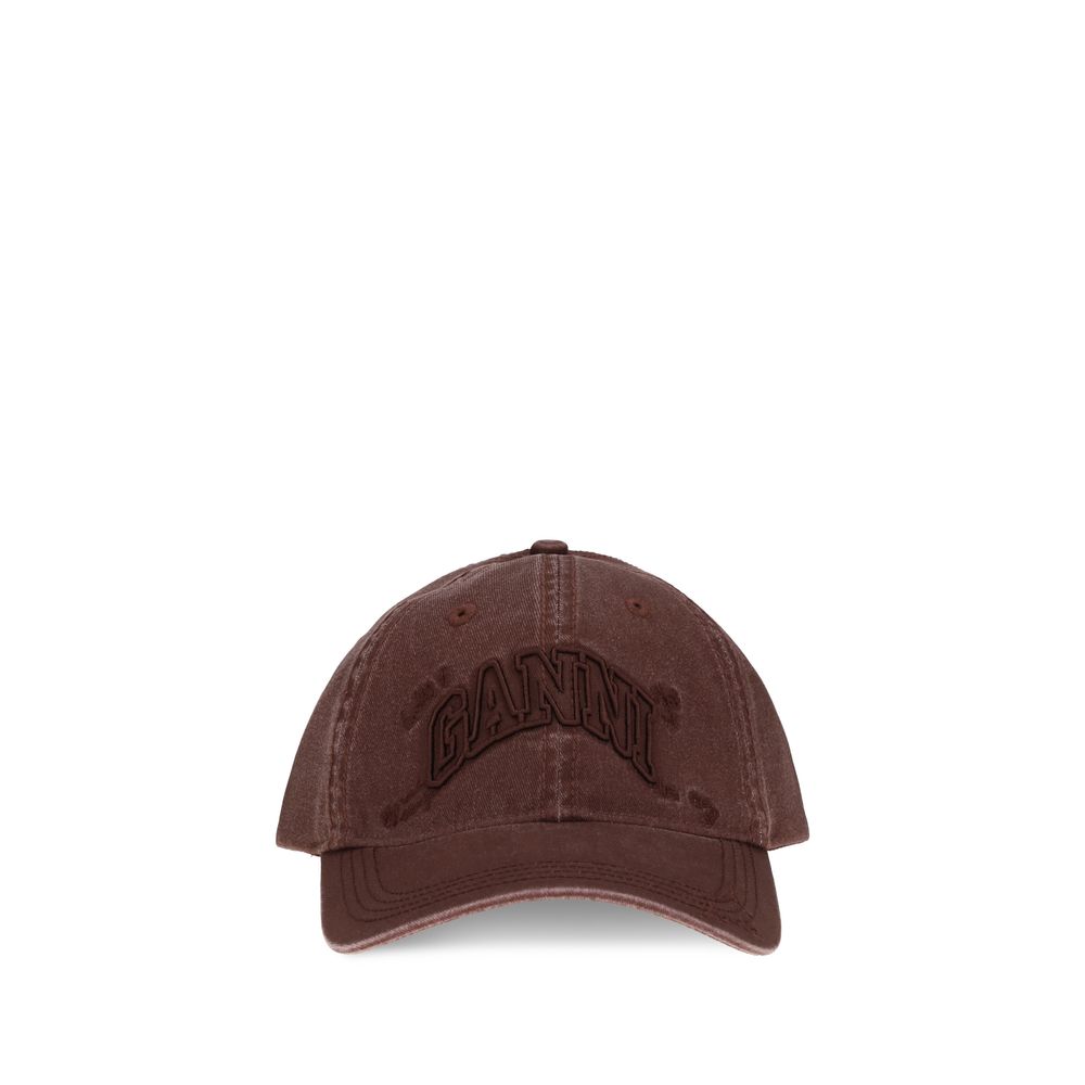 Ganni Bordeaux Cotton Cap (Baseball Women's Hat)