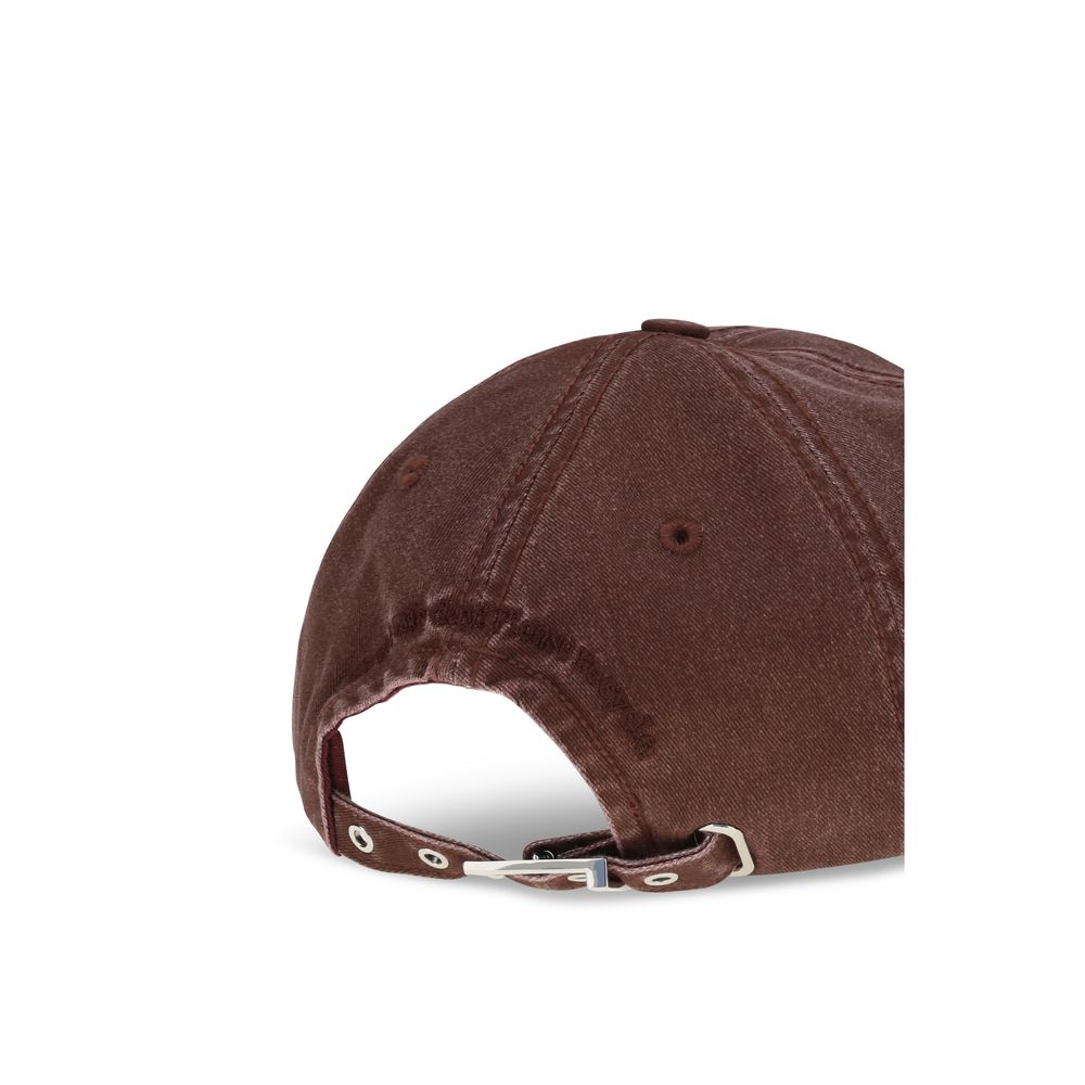 Ganni Bordeaux Cotton Cap (Baseball Women's Hat)