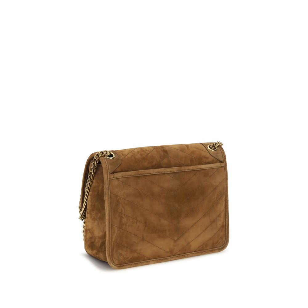 Saint Laurent Brown Suede Leather Shoulder Women's Bag