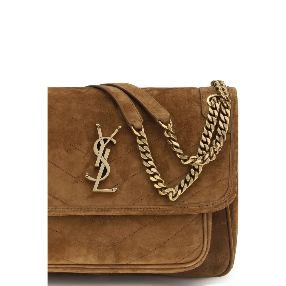 Saint Laurent Brown Suede Leather Shoulder Women's Bag