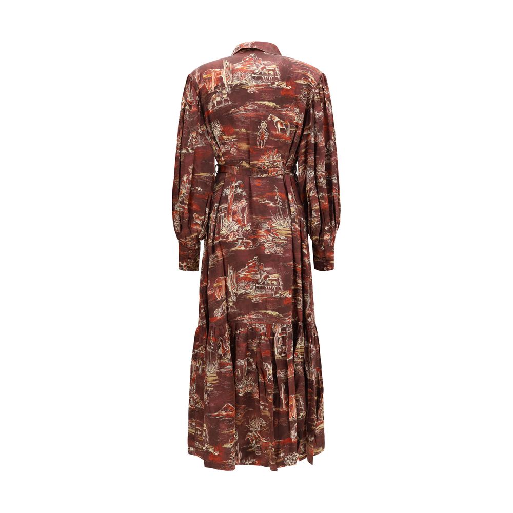 Alemais Brown Silk Casual Women's Dress