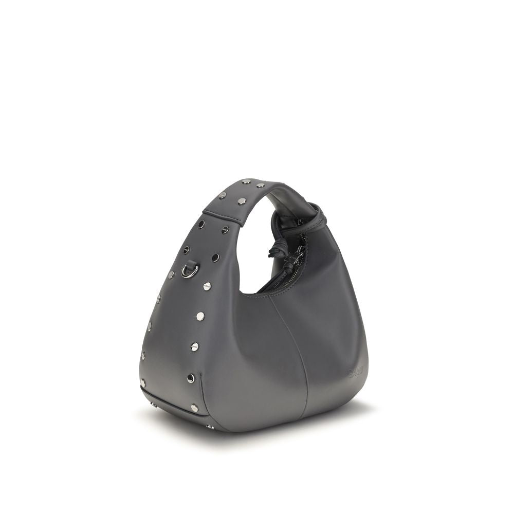 Ganni Gray Leather Shoulder Women's Bag