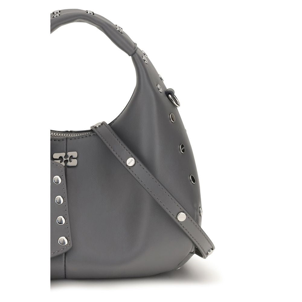 Ganni Gray Leather Shoulder Women's Bag