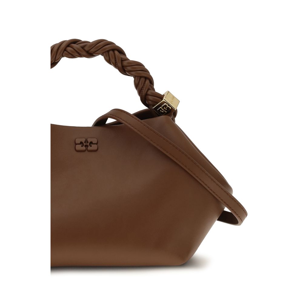 Ganni Brown Recycled Leather Shoulder Women's Bag