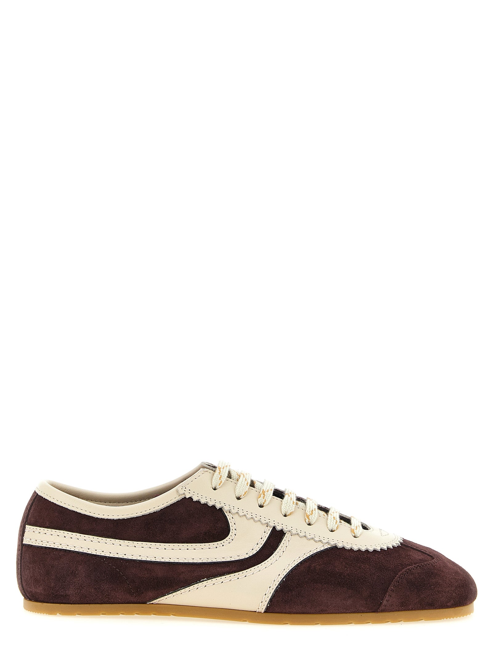 Dries Van Noten Bordeaux Calfskin Low Top Men's Sneakers