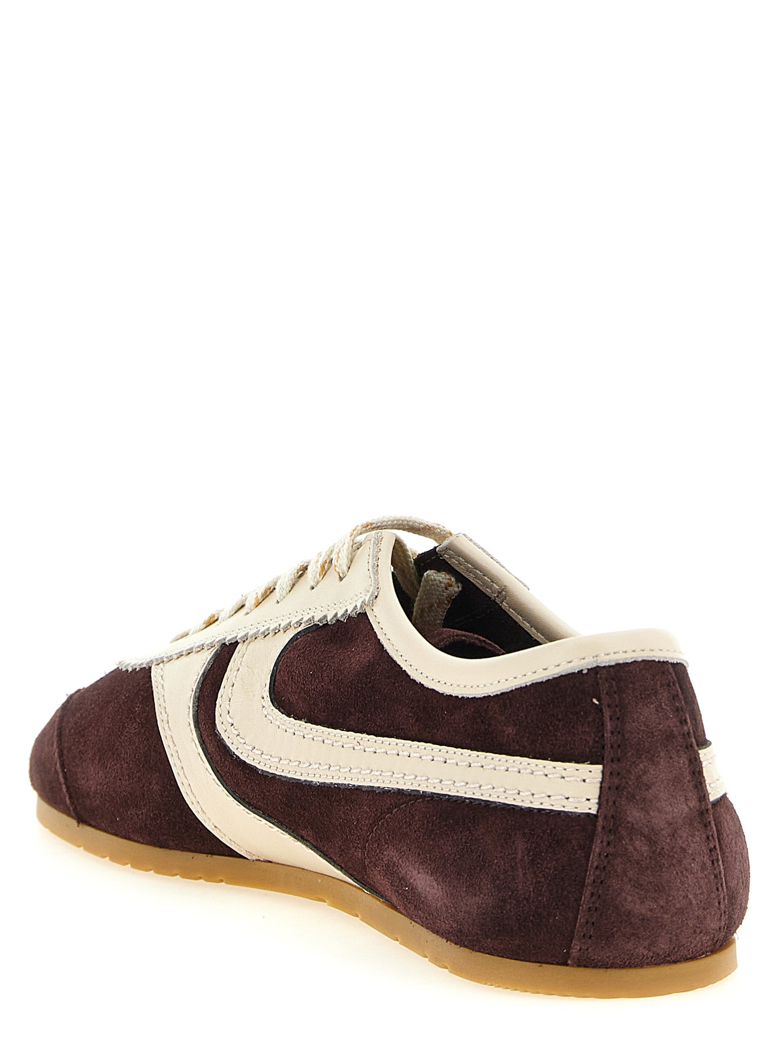 Dries Van Noten Bordeaux Calfskin Low Top Men's Sneakers