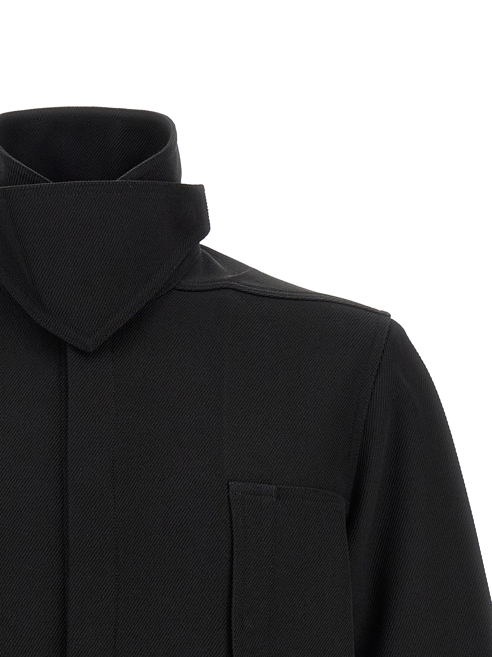 Rick Owens Black Cotton Full-Length Men's Jacket
