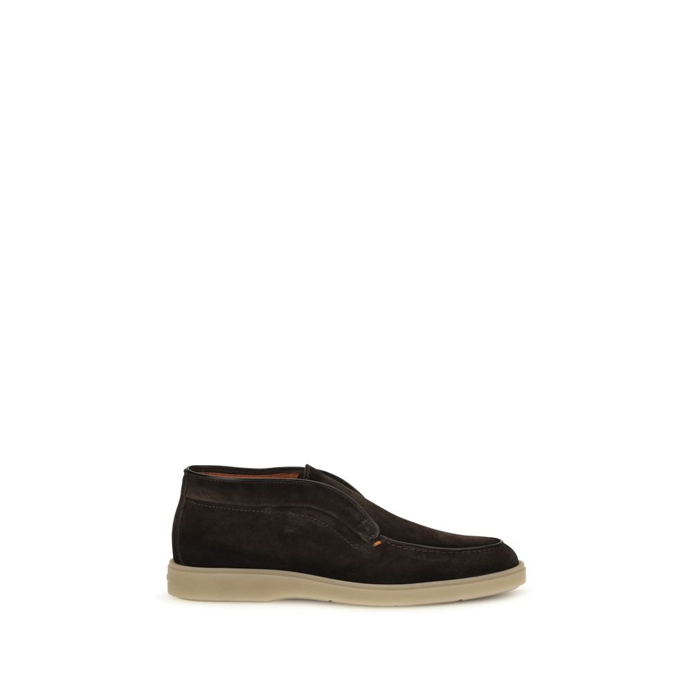Santoni Brown Suede Leather Slip-On Men's Loafers