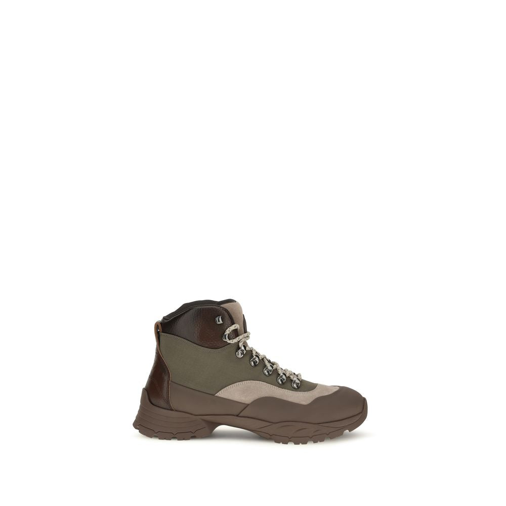 Brunello Cucinelli Bicolor Nylon Lace-Up Men's Boots