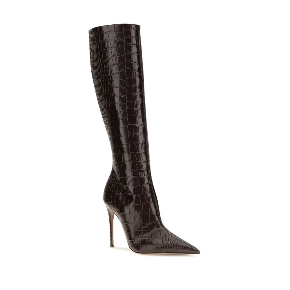 Paris Texas Brown Calf Leather Bos Taurus High Heel Women's Boots