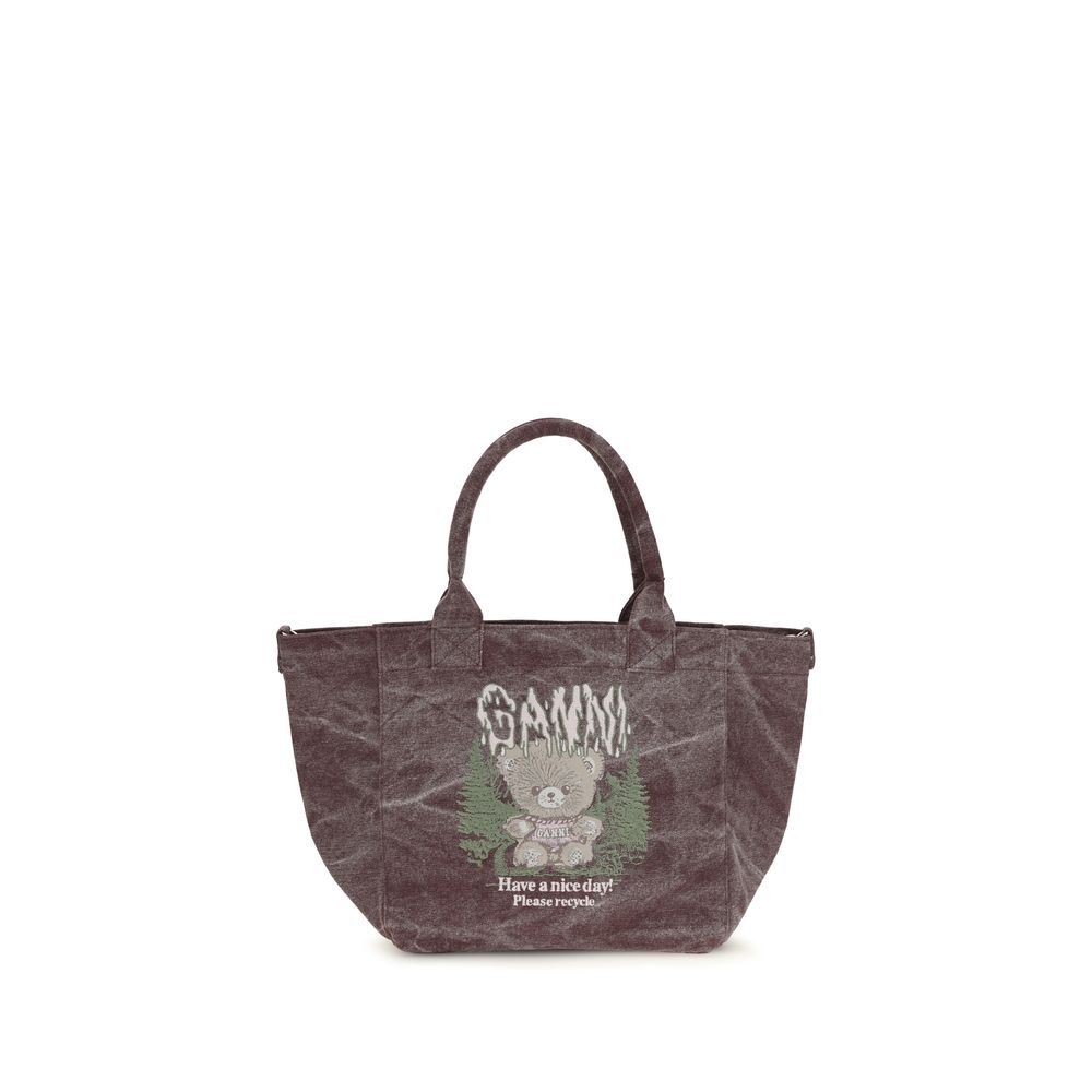 Ganni Bordeaux Cotton Shoulder Women's Bag
