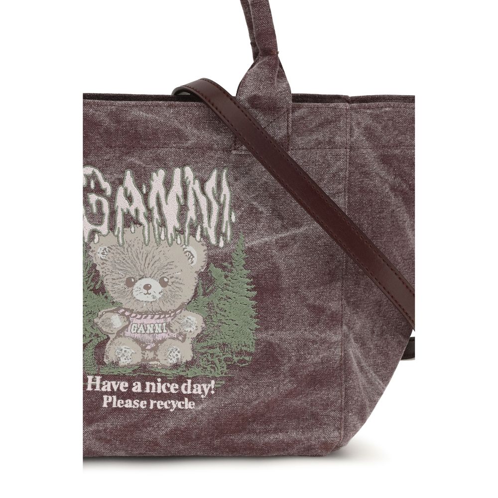 Ganni Bordeaux Cotton Shoulder Women's Bag