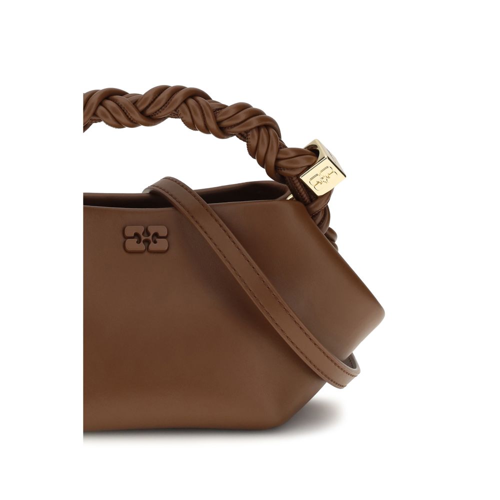 Ganni Brown Recycled Leather Shoulder Women's Bag