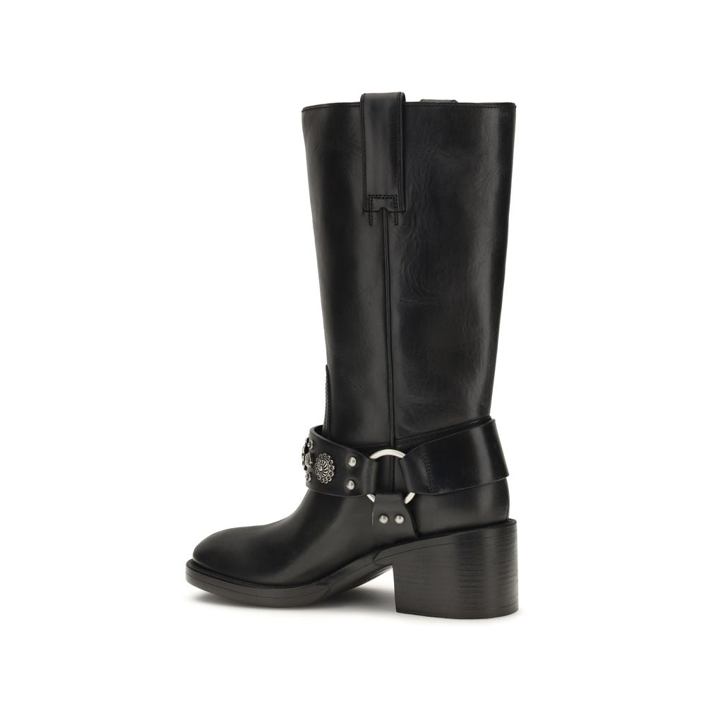 Chloé Black Calf Leather Bos Taurus Flat Women's Boots