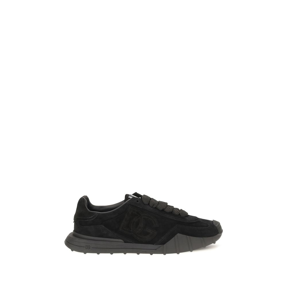 Dolce & Gabbana Black Calf Leather Bos Taurus Athletic Men's Sneakers