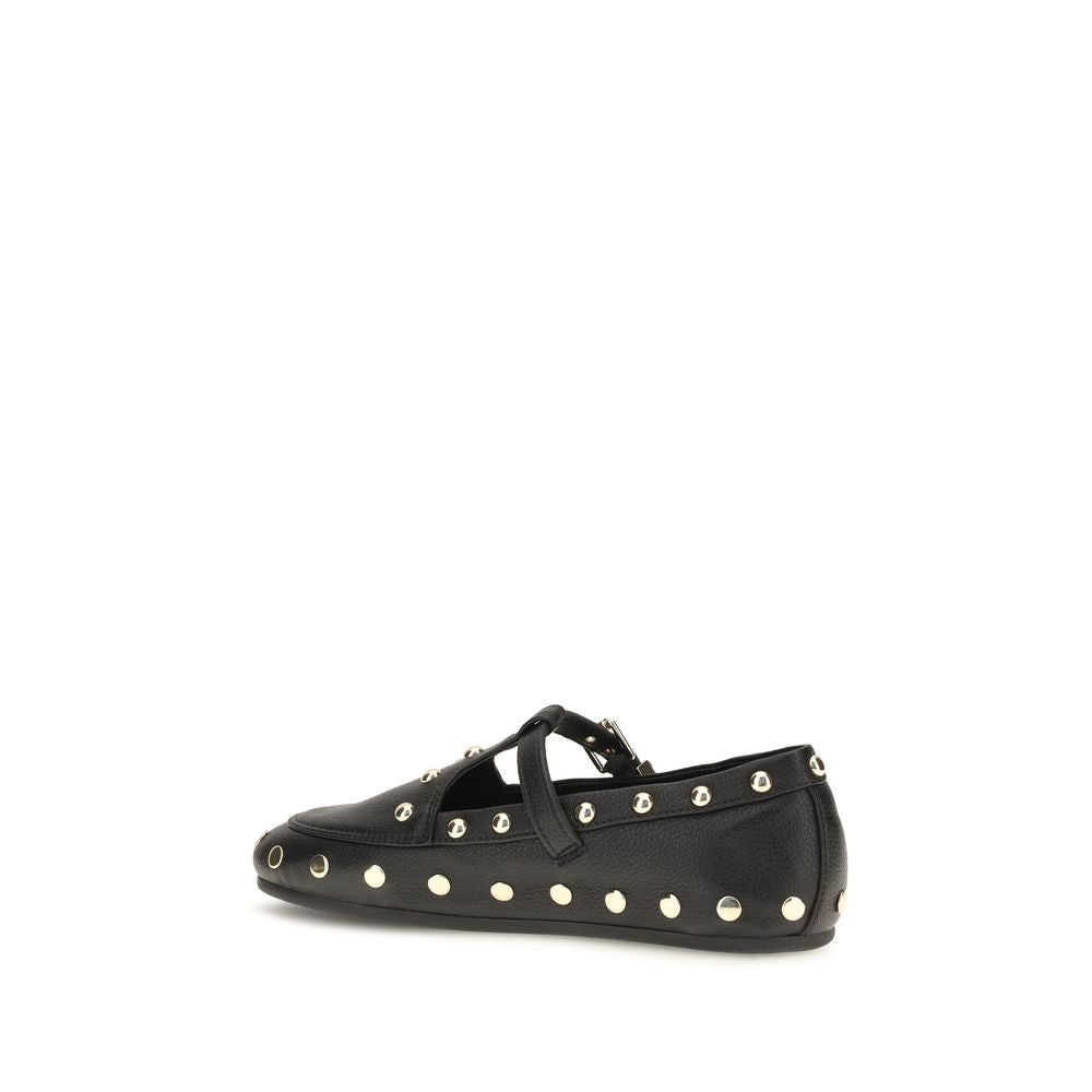 Ganni Black Recycled Polyester Ballet Women's Flats