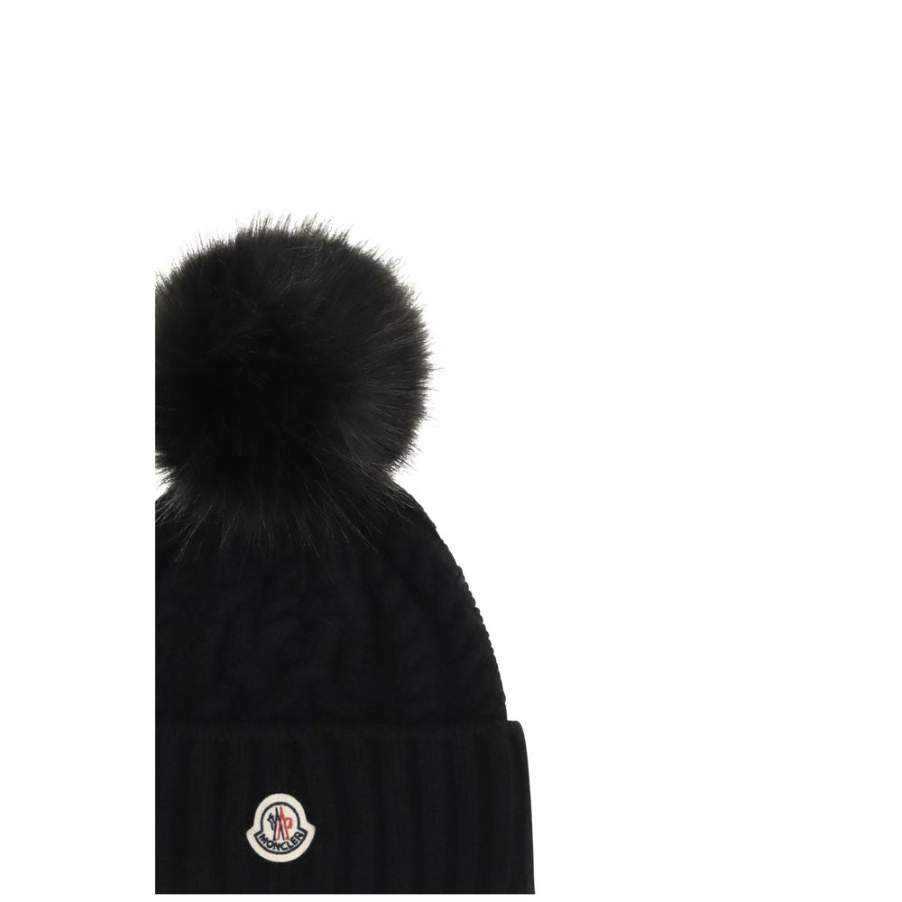 Moncler Black Wool Oves Aries Women's Beanie