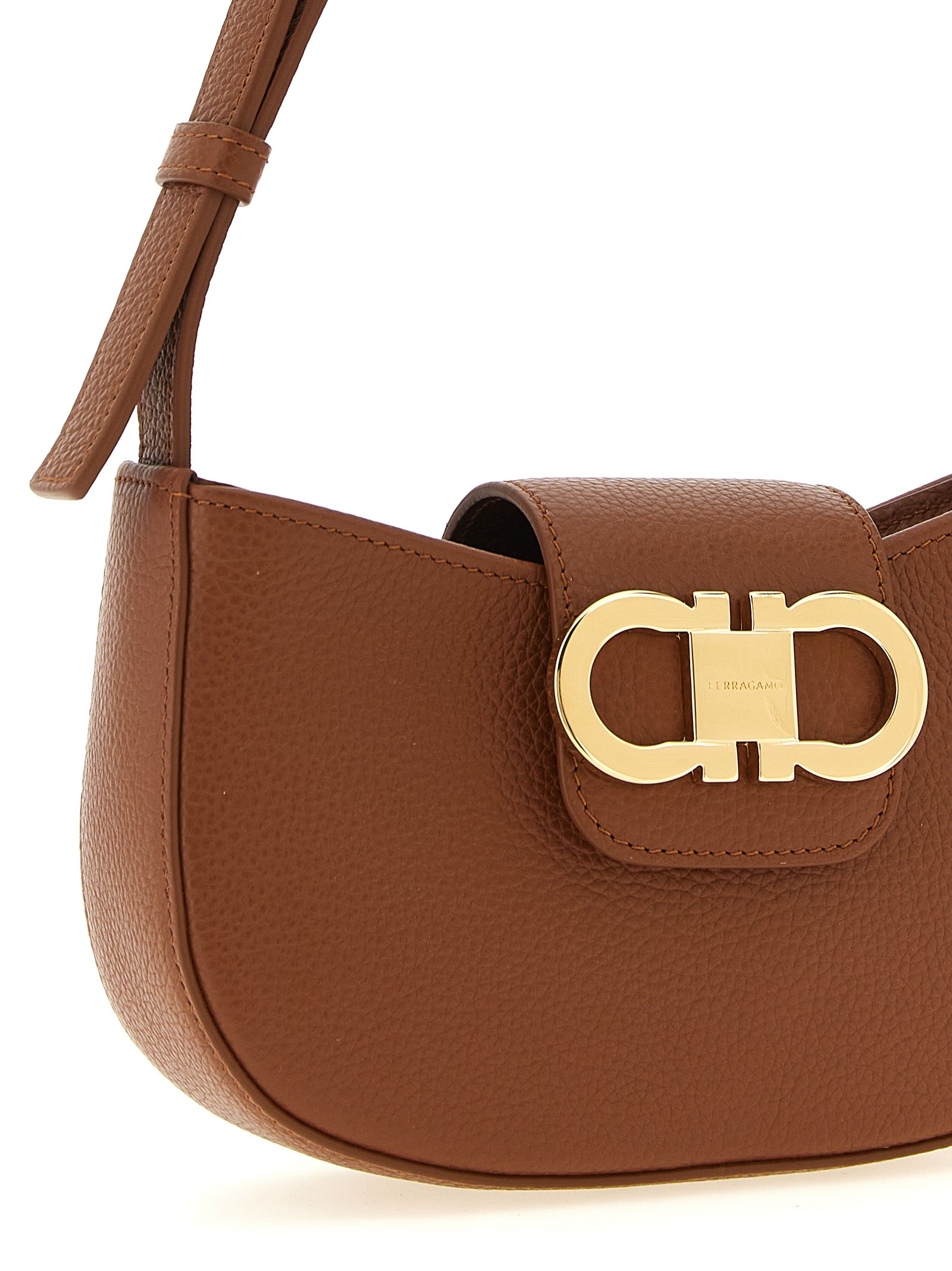 Ferragamo Brown Calfskin Shoulder Women's Bag