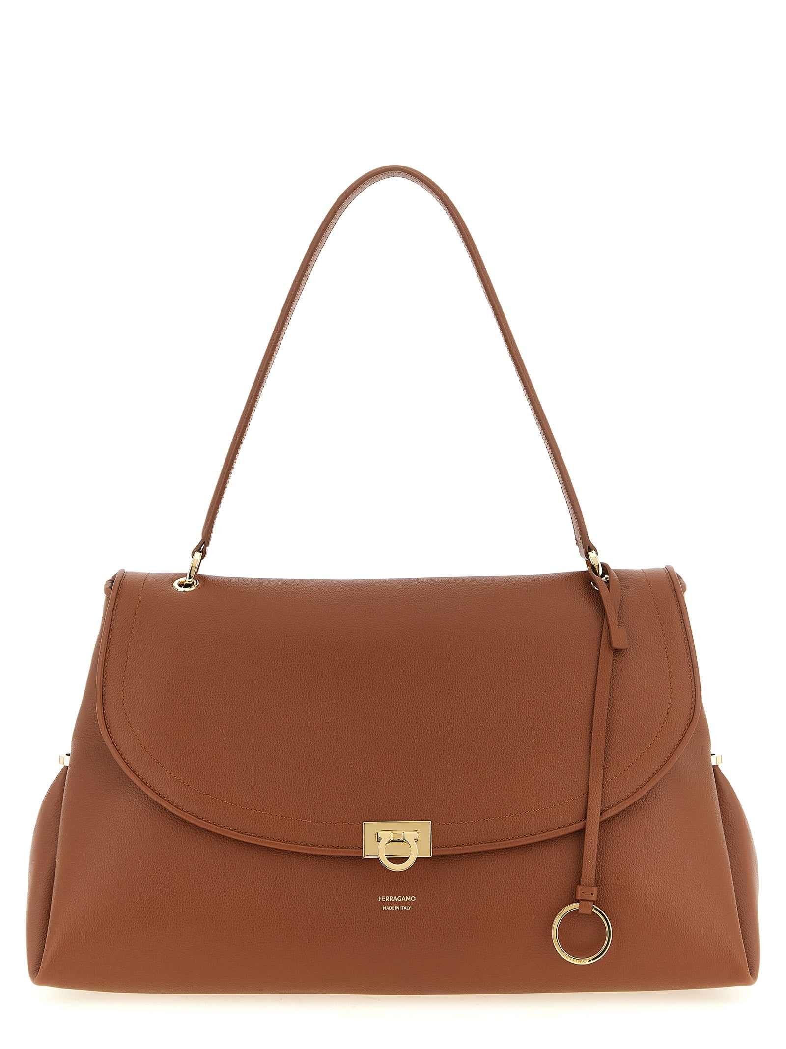 Ferragamo Brown Calfskin Shoulder Women's Bag