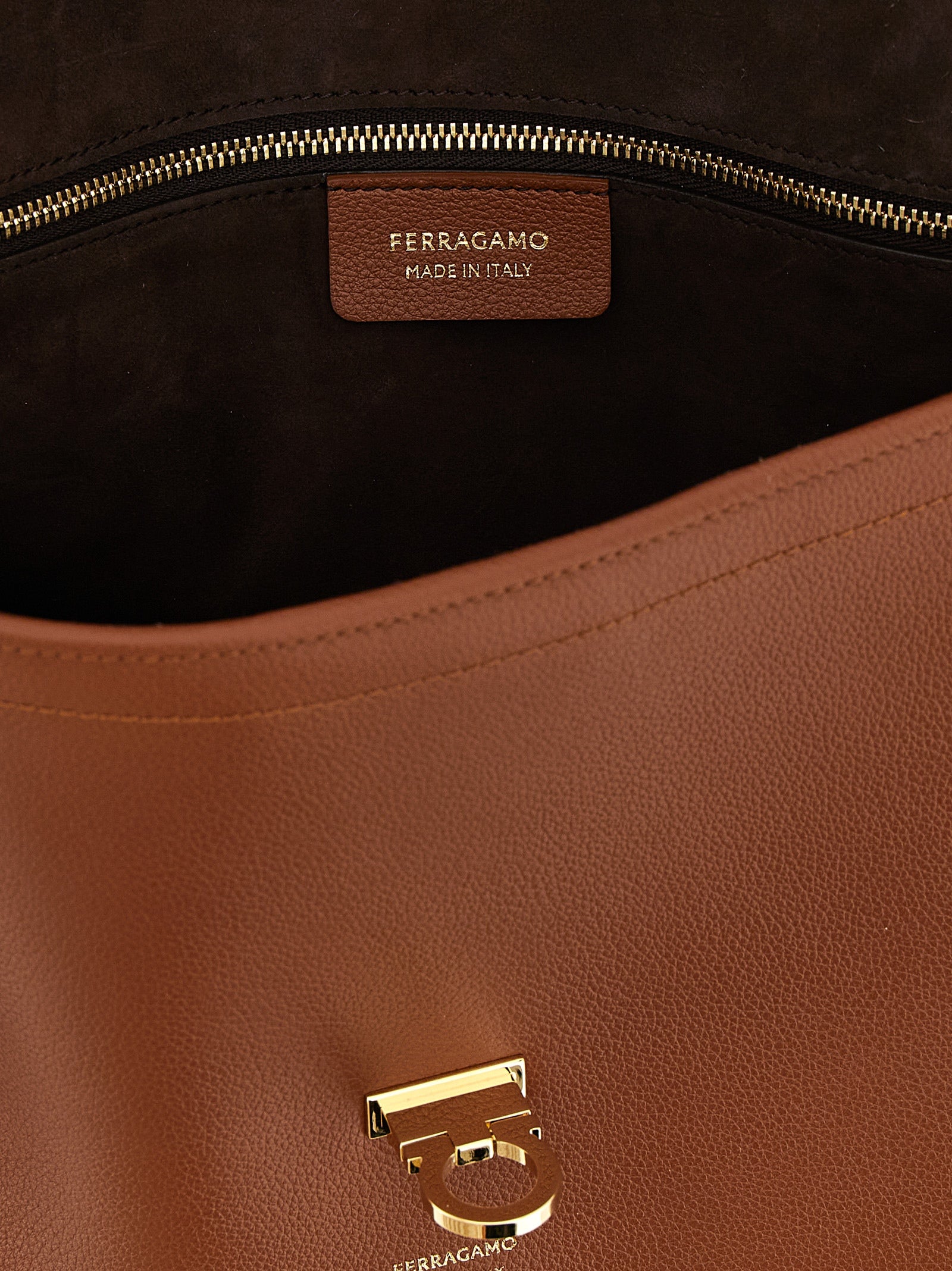 Ferragamo Brown Calfskin Shoulder Women's Bag