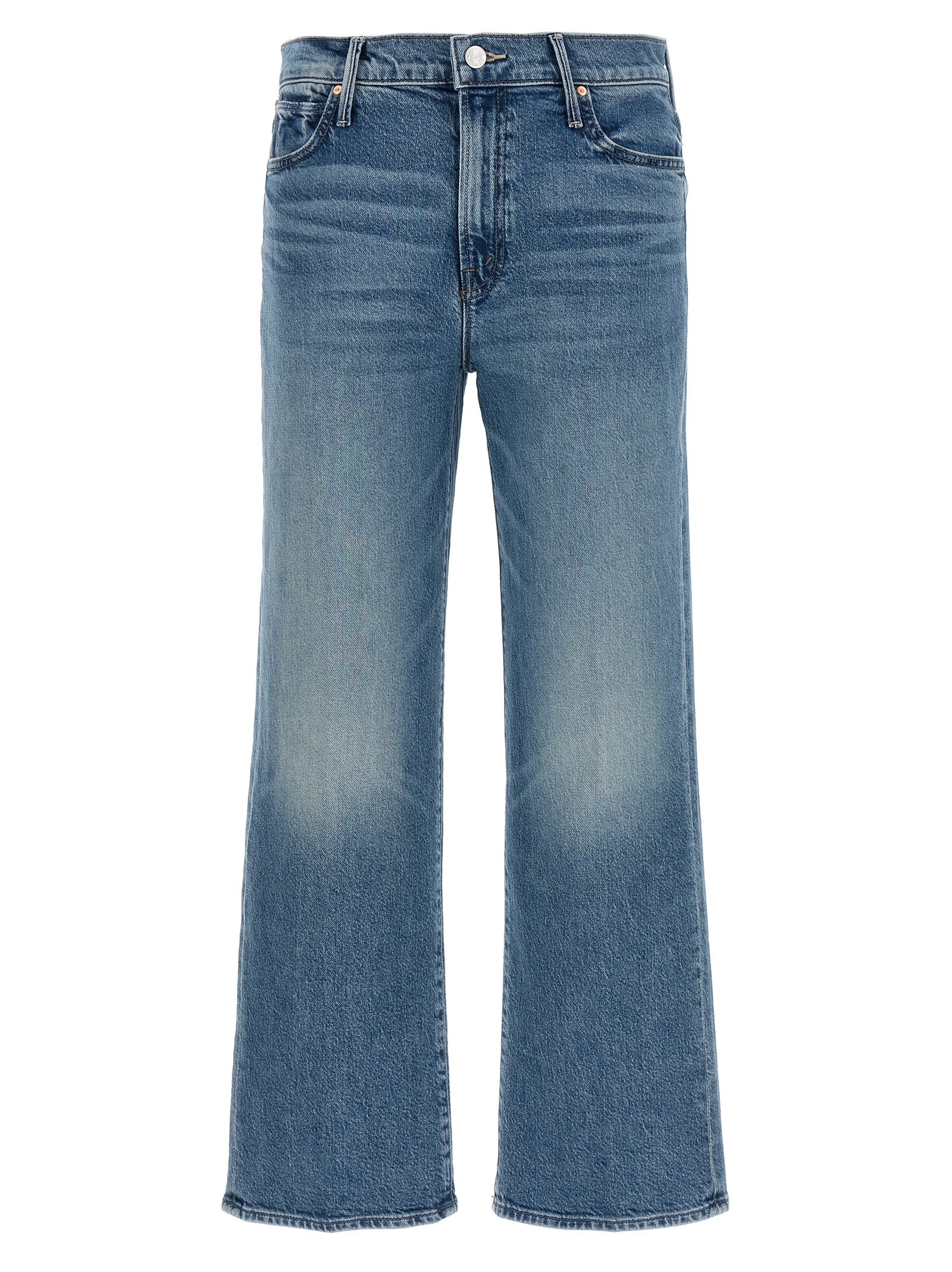 Mother Denim Blue Cotton Straight-Leg Women's Jeans