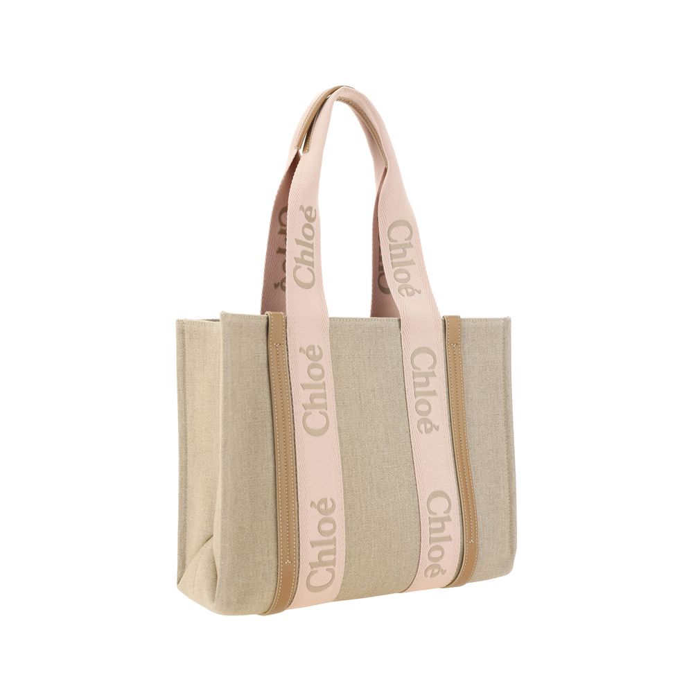 Chloé Brown Linen Shoulder Women's Bag