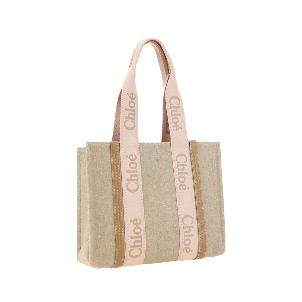 Chloé Brown Linen Shoulder Women's Bag