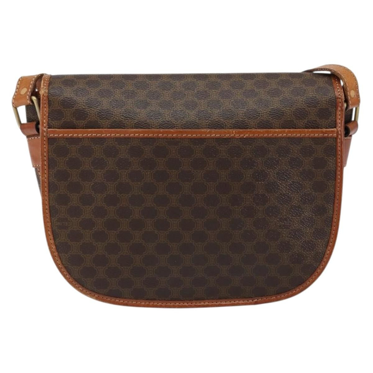 Celine Vintage Macadam Canvas And Leather Brown Canvas Shoulder Bag Bag (Pre-Owned)