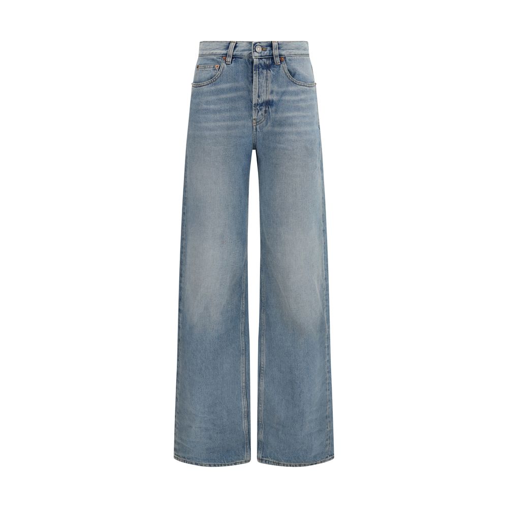 Saint Laurent Blue Cotton High-Waisted Women's Jean