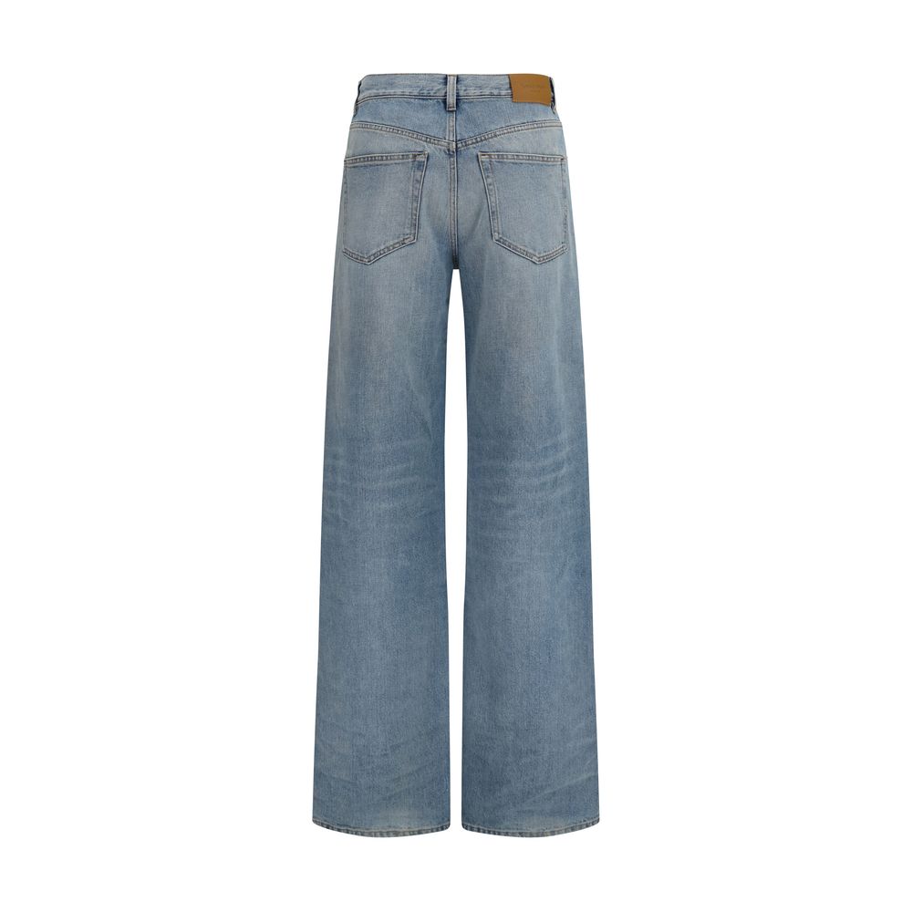 Saint Laurent Blue Cotton High-Waisted Women's Jean