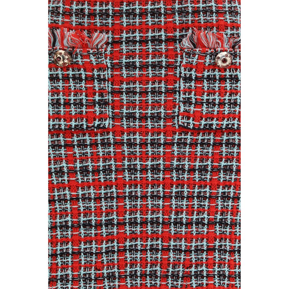 Self-Portrait Red Cotton Midi Women's Skirt