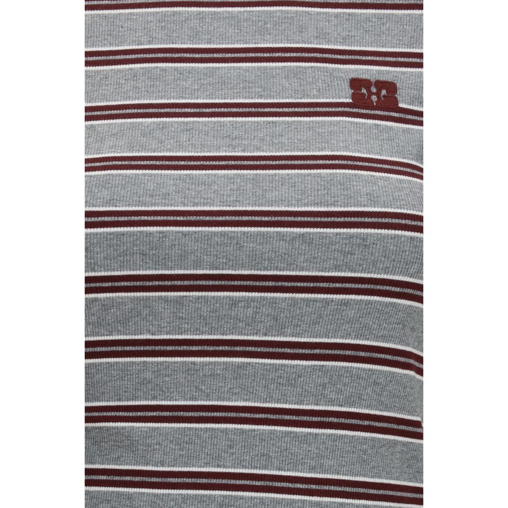 Ganni Gray Cotton Long Sleeve Women's T-Shirt