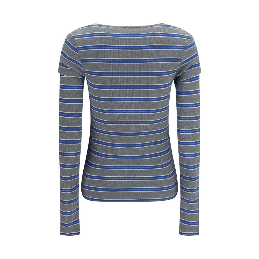 Ganni Gray Cotton Long Sleeve Women's T-Shirt