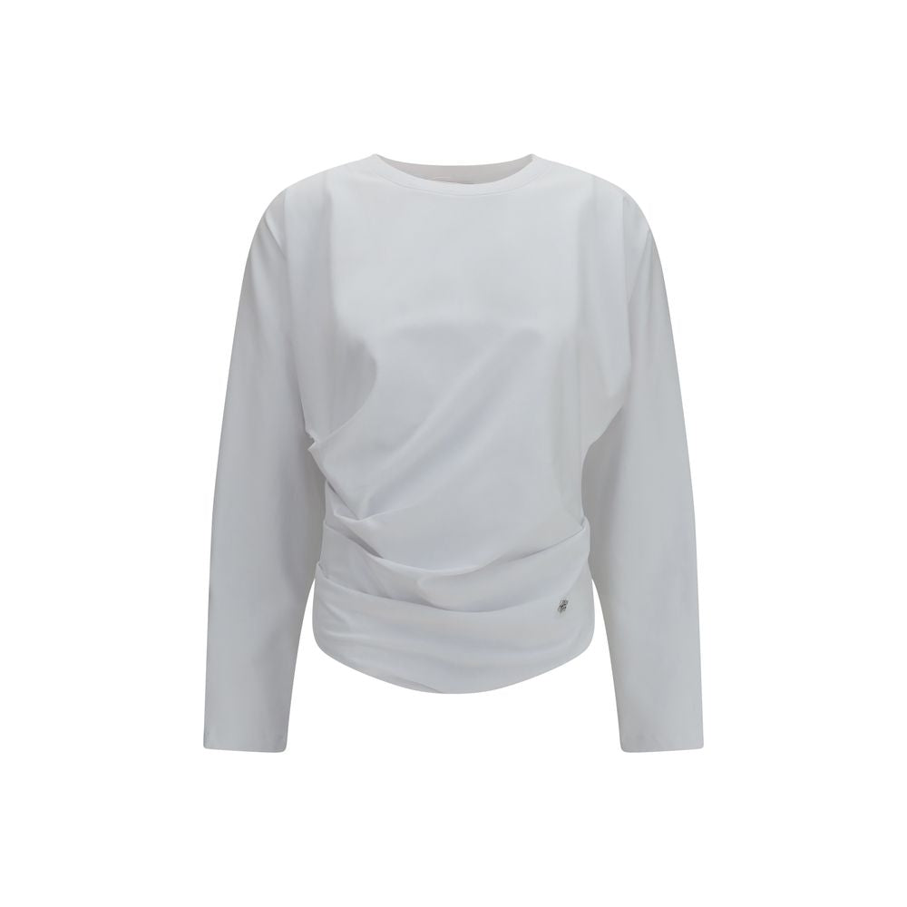 Ganni White Cotton Pattern Women's Shirt