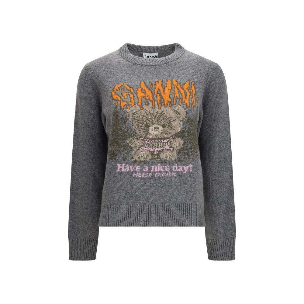 Ganni Gray Wool Oves Aries Women's Sweatshirt