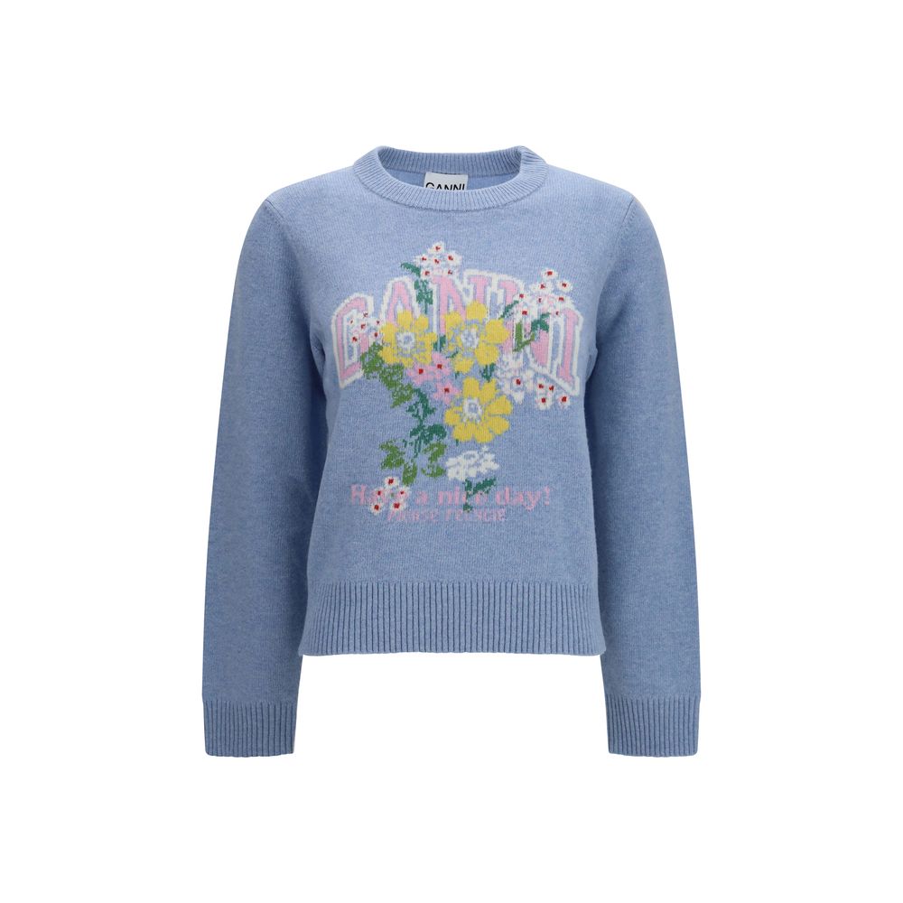 Ganni Blue Wool Oves Aries Women's Sweatshirt