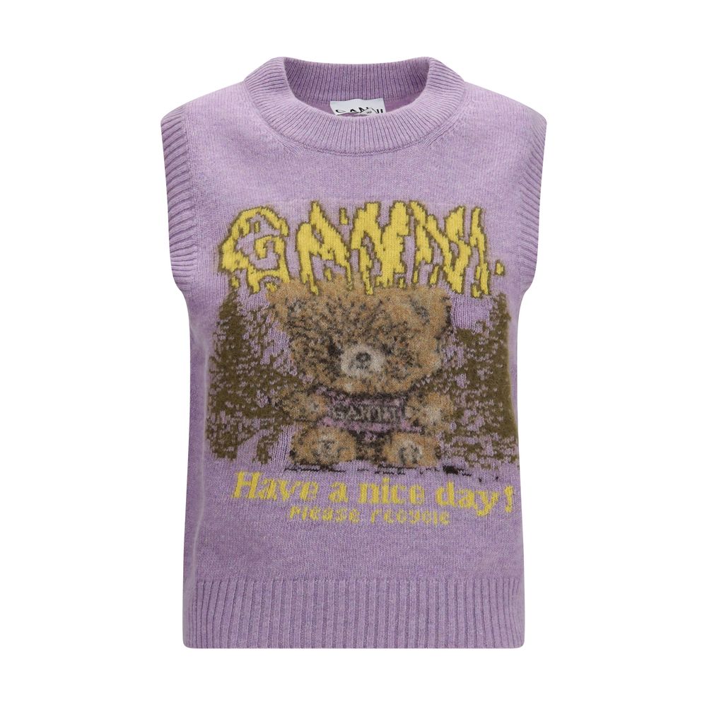Ganni Gray Alpaca Vicugna Pacos Sleeveles Women's Sweater