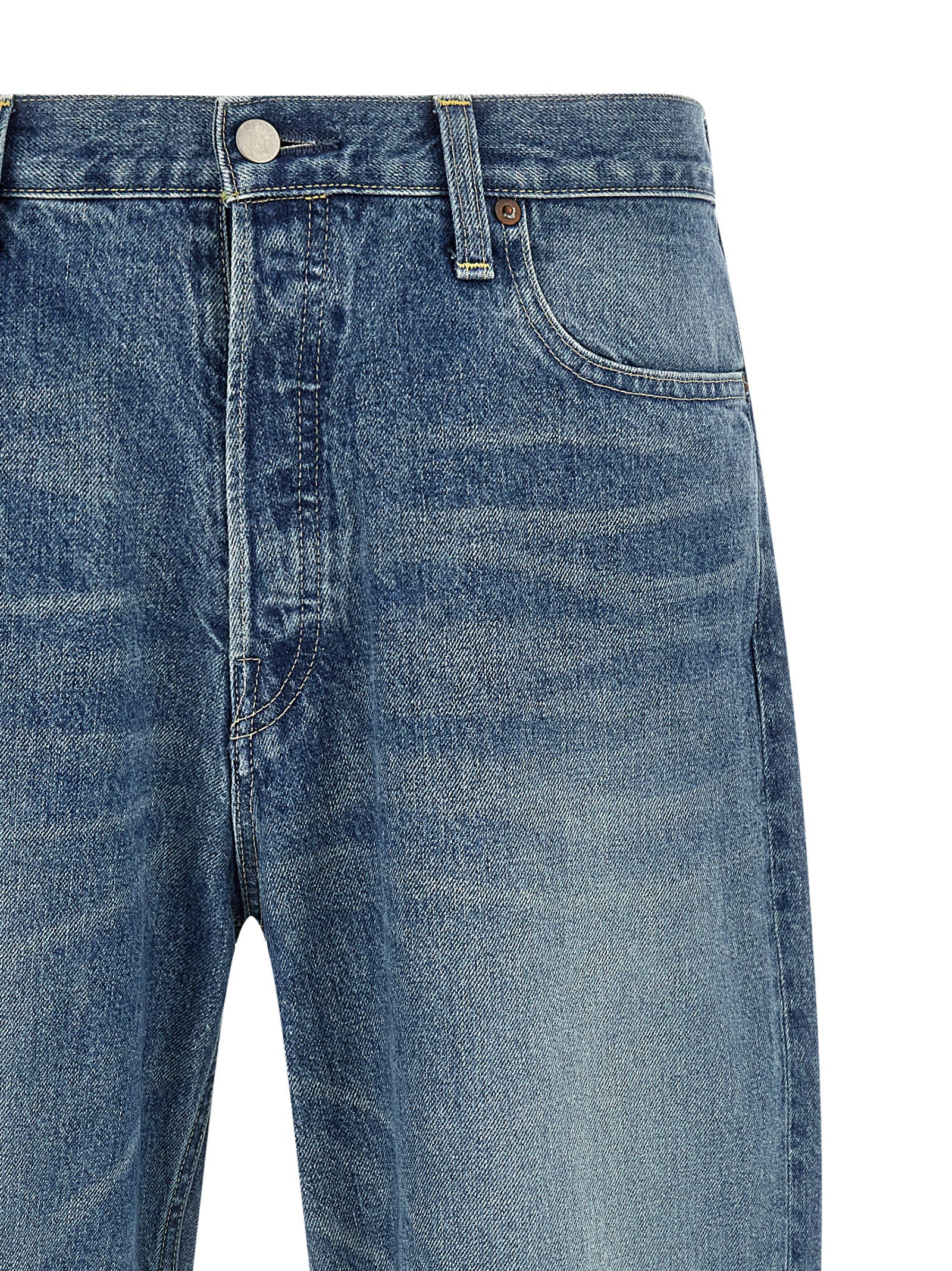 SSSTEIN Blue Cotton Tapered Men's Jeans