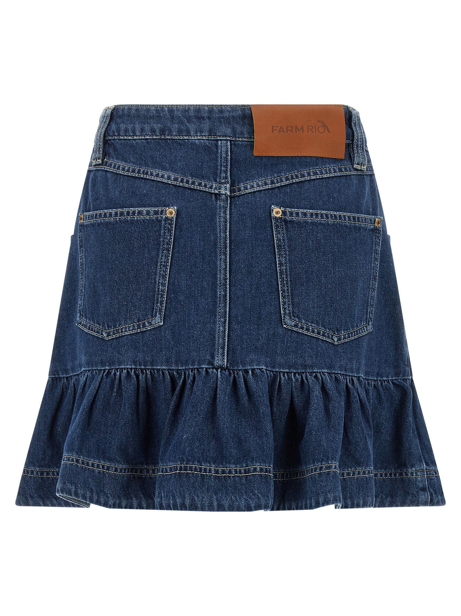 FARM RIO Blue Cotton Long Women's Skirt
