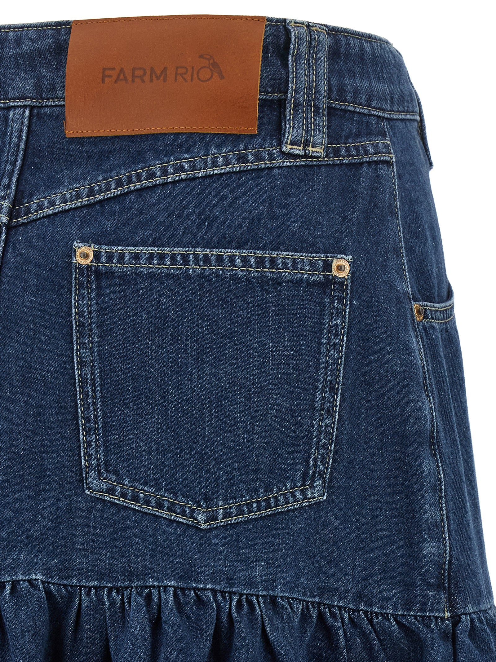 FARM RIO Blue Cotton Long Women's Skirt
