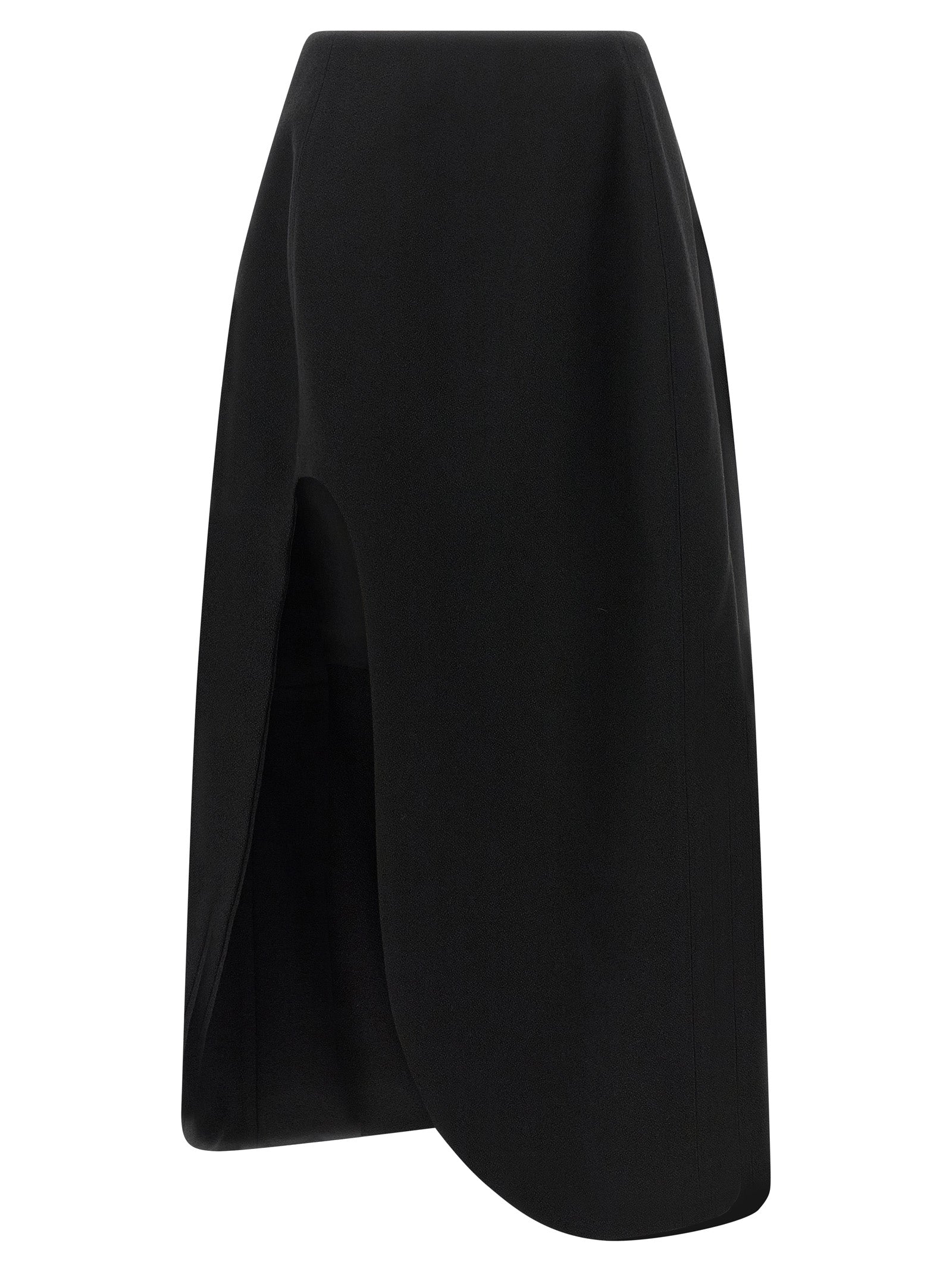 Jil Sander Black Virgin Wool Midi Women's Skirt