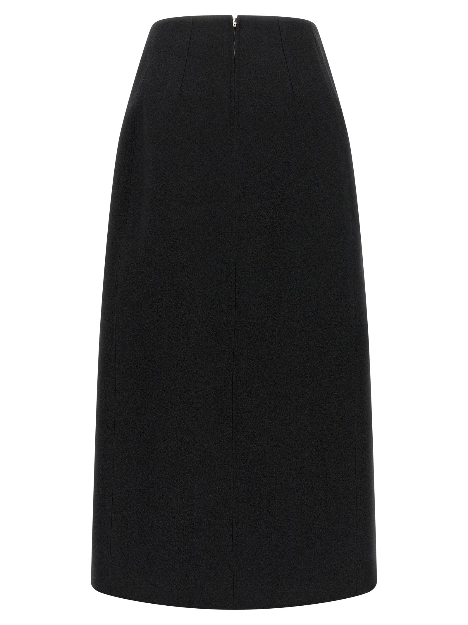 Jil Sander Black Virgin Wool Midi Women's Skirt
